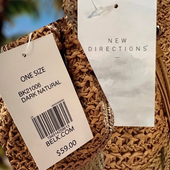 NEW DIRECTIONS Natural Straw Basket Bucket Bag - Picture 11 of 12